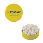 Yellow round mint tins