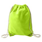 Cotton Drawstring Backpack Bag, Lime Green