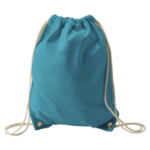 Cotton Drawstring Backpack Bag, Teal