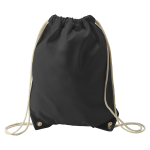 Cotton Drawstring Backpack Bag, Black