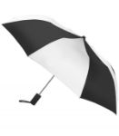 Revolution Folding Custom Umbrellas with Rubber Handle in Black/White