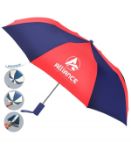 Revolution Folding Custom Umbrellas with Rubber Handle in Red/Navy