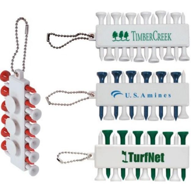 Golf Tee Set Custom Imprinted with Chain and Golf Tee Holder