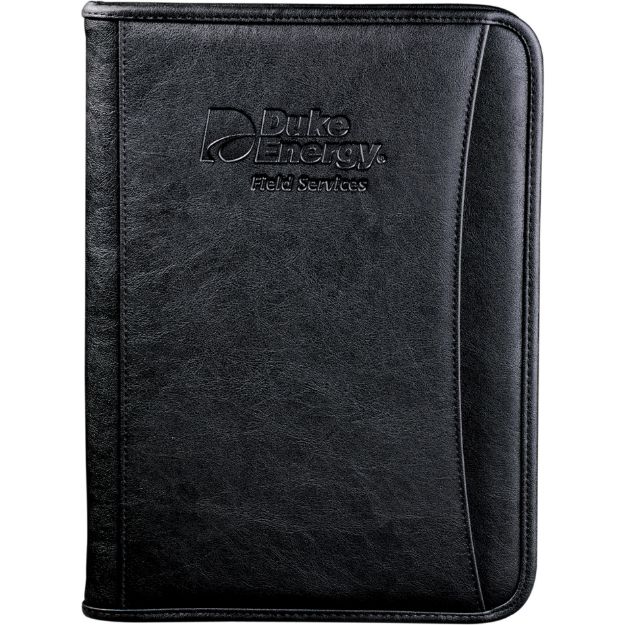 Custom Black Durahyde Zippered Padfolio by Adco Marketing