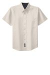 Port Authority Short Sleeve Easy Care Shirts in Light Stone Classic Navy