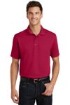 Port Authority Poly Charcoal Blend Pique Polo Shirt in Red