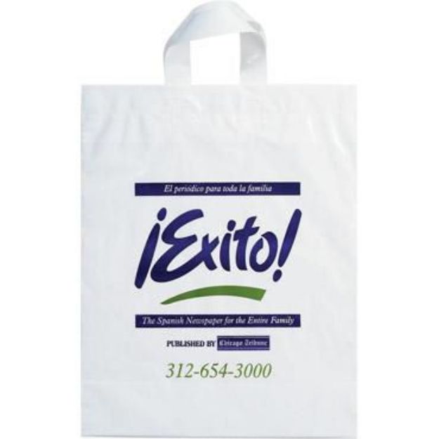Soft Loop Handle Custom Plastic Bags 12 x 15 x 5 White