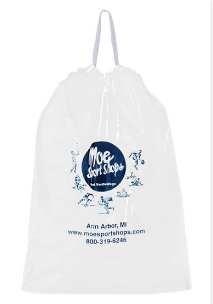 Poly Draw-Tape Custom Plastic Bags 12  x 15 x 3