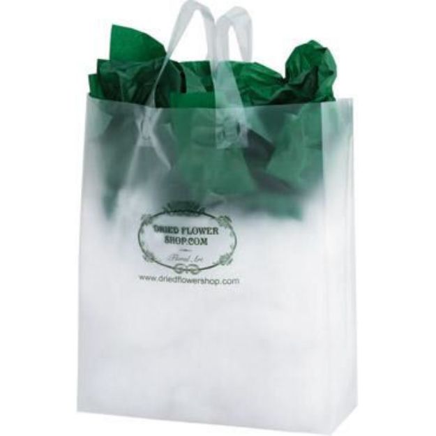 Clear Frosted  Plastic Shopping Bags 13 x 5 x 16
