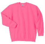 Gildan Heavy Blend Crewneck Embroidered Sweatshirts in Safety Pink