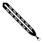 1" Custom Knitted Cotton Lanyards with Metal Crimp and Split Key Ring in Black