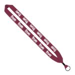 1" Custom Knitted Cotton Lanyards with Metal Crimp and Split Key Ring in Burgundy