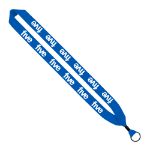 1" Custom Knitted Cotton Lanyards with Metal Crimp and Split Key Ring in Electric Blue