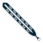 1" Custom Knitted Cotton Lanyards with Metal Crimp and Split Key Ring in Navy