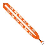 1" Custom Knitted Cotton Lanyards with Metal Crimp and Split Key Ring in Orange
