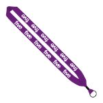 1" Custom Knitted Cotton Lanyards with Metal Crimp and Split Key Ring in Purple