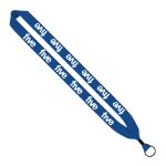 1" Custom Knitted Cotton Lanyards with Metal Crimp and Split Key Ring in Royal Blue