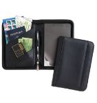 Custom black zippered padfolio by Adco Marketing.