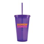 purple acrylic tumbler with straw