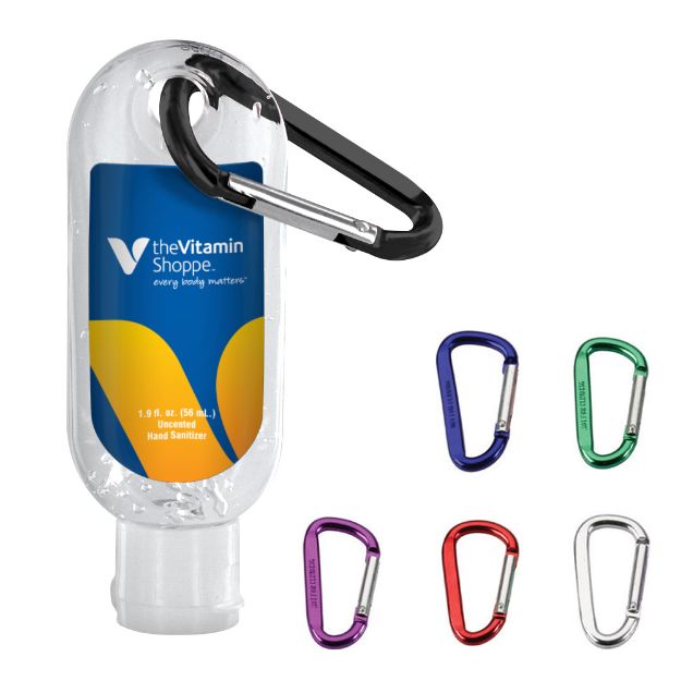 Clear Custom Hand  Sanitizer 1.9 oz  with Carabiner