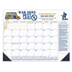 12 Month Calendar Desk Pad in Blue and Gold