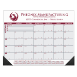 12 Month Calendar Desk Pad in Maroon and Gray