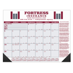 12 Month Calendar Desk Pad in Maroon and Gray-B889
