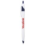 Cougar Contoured Retractable Ballpoint Pen in White W/ Blue Trim