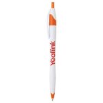 Cougar Contoured Retractable Ballpoint Pen in White W/ Orange Trim