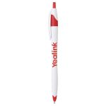 Cougar Contoured Retractable Ballpoint Pen in White W/ Red Trim