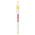 Cougar Contoured Retractable Ballpoint Pen in White W/ Yellow Trim