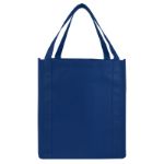 Custom navy tote bags for groceries or trade shows.  A budget tote by Adco Marketing.