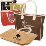 Seville Jute and Canvas Custom Tote Bag