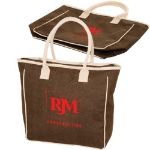 Brown Seville Jute and Canvas Custom Tote Bag