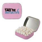 Pink mint tins with logo