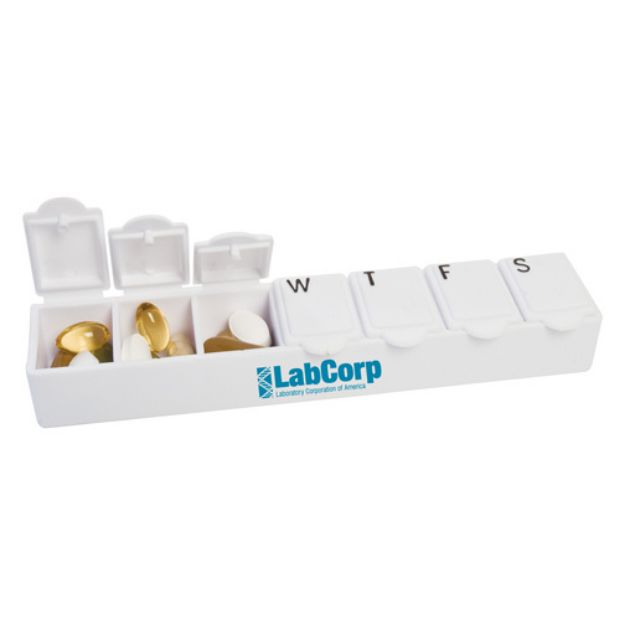 White 7 Day Pillbox, Custom Pill Box