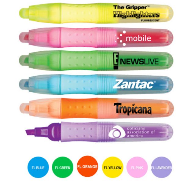 Ther Gripper Rubber Grip Promotional Highlighters, Custom Fluorescent Highlighter