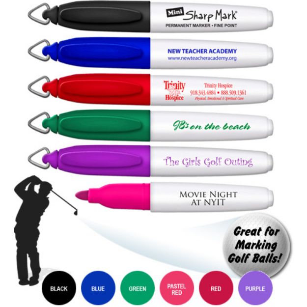 Custom Mini Permanent Markers by Sharp Mark, Promotional Golf Ball Marking Pens