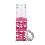 Pink Sili Window Grip Glass Water Bottle, Promotional Water Bottles