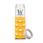 Yellow Sili Window Grip Glass Water Bottle, Promotional Water Bottles