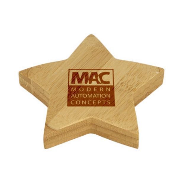 Custom Bamboo Star Paperweight by Adco Marketing