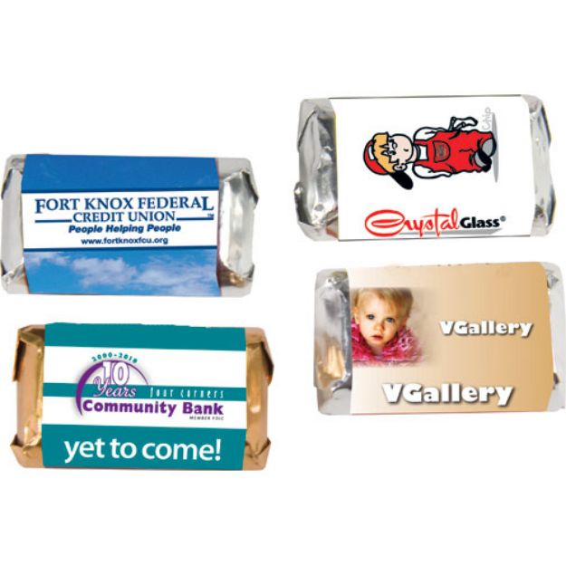 Miniature Hershey Singles Chocolate Bars with Custom Full Color Label, Promotional Hershey Bars