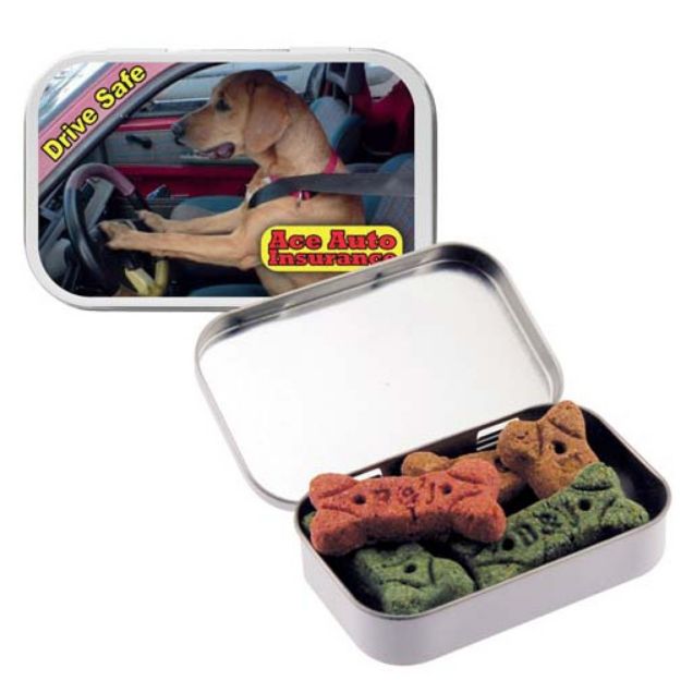 Dog Bones in Custom Tin, Promotional Dog Bones and Treats