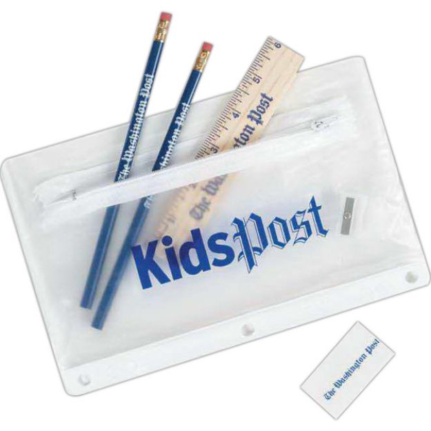 Back to School Kit with Pencil Pouch, pencil,  eraser and sharpener included.
