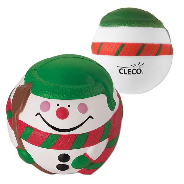 Custom logo snowman holiday stress reliever, promotional giveaway adco marketing.