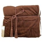 Lambswool Microsherpa Throw Blanket in Chestnut Brown