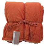 Lambswool Microsherpa Throw Blanket in Orange