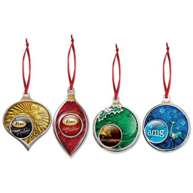 Festive Dazzlers Ornaments with Full Color Custom Dome