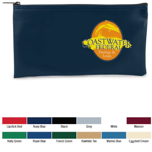 Horizontal Bank Bag in Vinyl, 11" x 16" with custom imprint