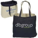 Blue Reversible Jute and Cotton Tote Bags Custom